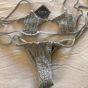 NWT ZAFUL silver strong bikini